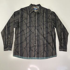 Georg Roth Los Angeles Shirt Mens 2XL Button Blue Black Abstract Long Sleeve